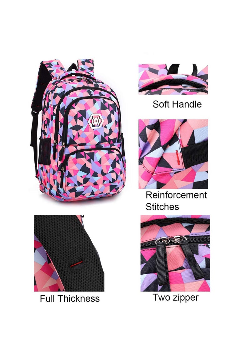 MIXDE Girl Geometric Printed Primary Junior High University School Bag Bookbag 3pcs Backpack Sets  - Image 4