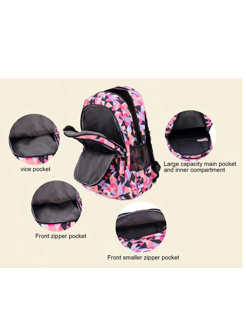MIXDE Girl Geometric Printed Primary Junior High University School Bag Bookbag 3pcs Backpack Sets  - Image 5