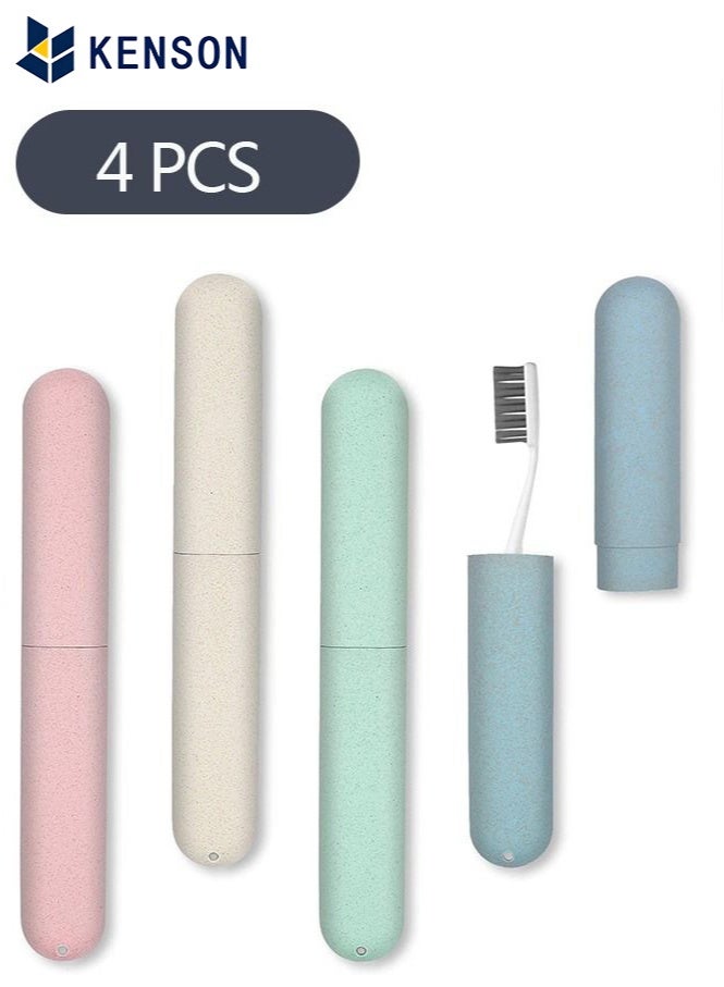 KENSON 4-Piece Travel Toothbrush Case, Portable Breathable Plastic Toothbrush Holder for Travel Camping School Home - Image 1