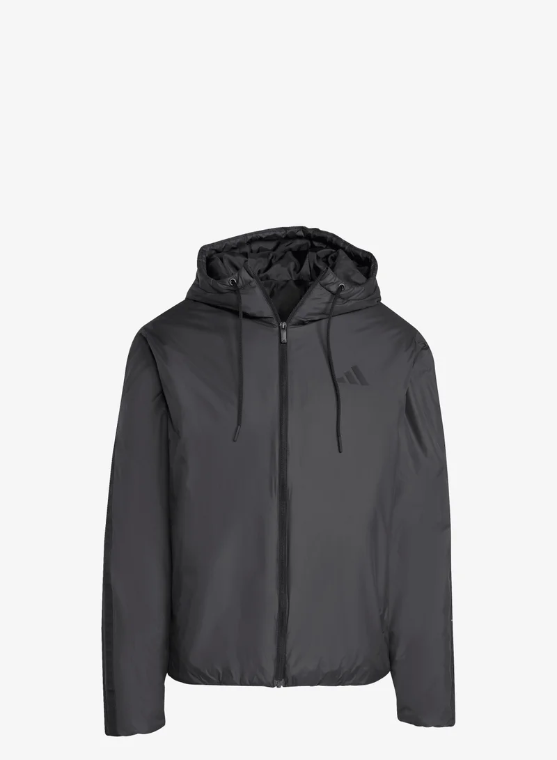 اديداس جاكيت بقبعة Essentials CLIMAWARM 3-Stripes Insulated