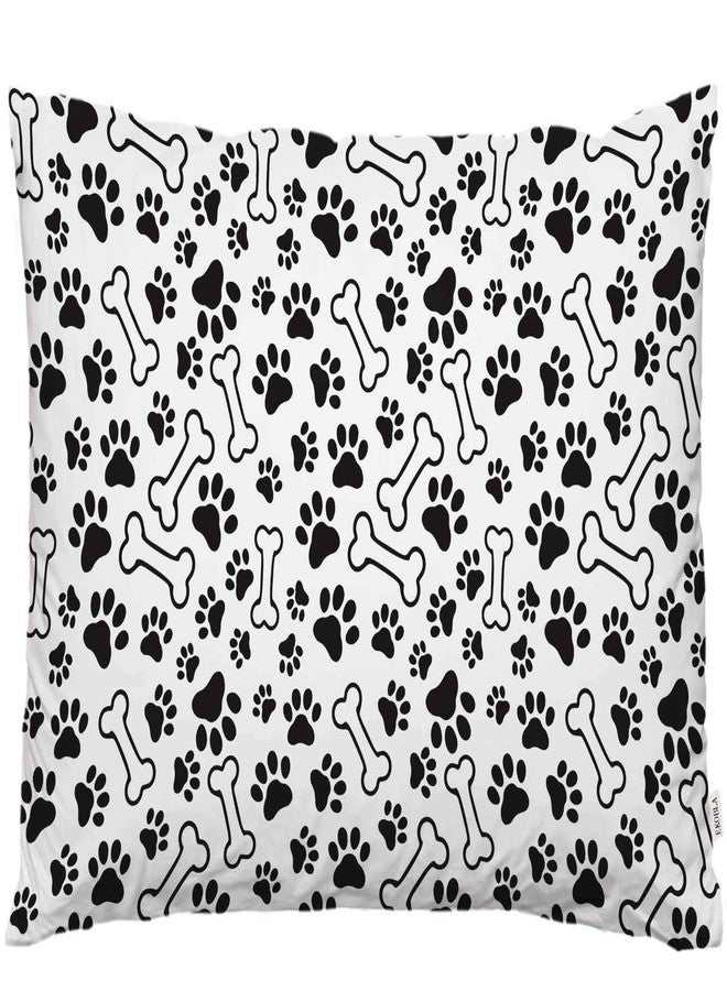EKOBLA Throw Pillow Cover Dogs Paws and Bones Paw Print Pet Cute Animal Lovely Cartoon Adorable Footprint Decor Lumbar Pillow Case Cushion for Sofa Couch Bed Standard Queen Size 20x30 Inch - Image 1