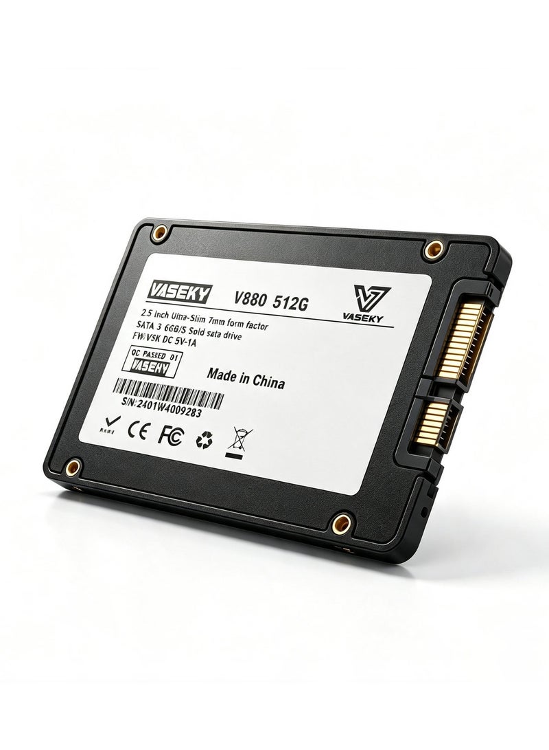 Vaseky 512GB SSD 2.5'' SATA3 Internal Solid State Drive Hard Drive for Laptop and Desktop PC - Image 1
