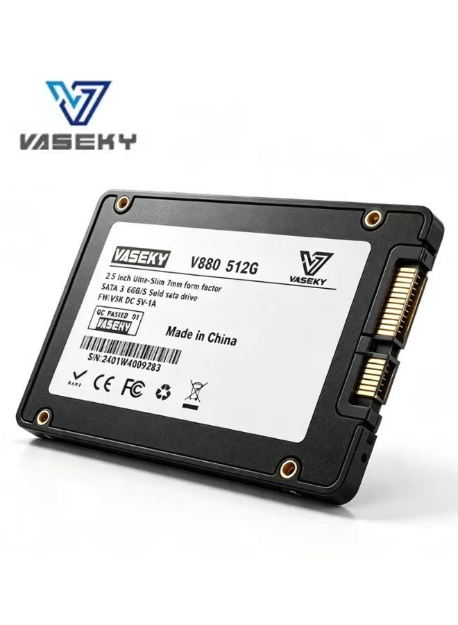 Vaseky 512GB SSD 2.5'' SATA3 Internal Solid State Drive Hard Drive for Laptop and Desktop PC - Image 1