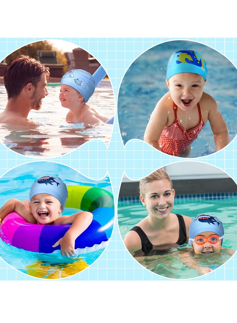 KASTWAVE 3 Pieces Kids Swim Caps, Baby Waterproof Bathing Caps, Silicone Swim Cap for Boys Girls Baby Cartoon Hats - Image 5