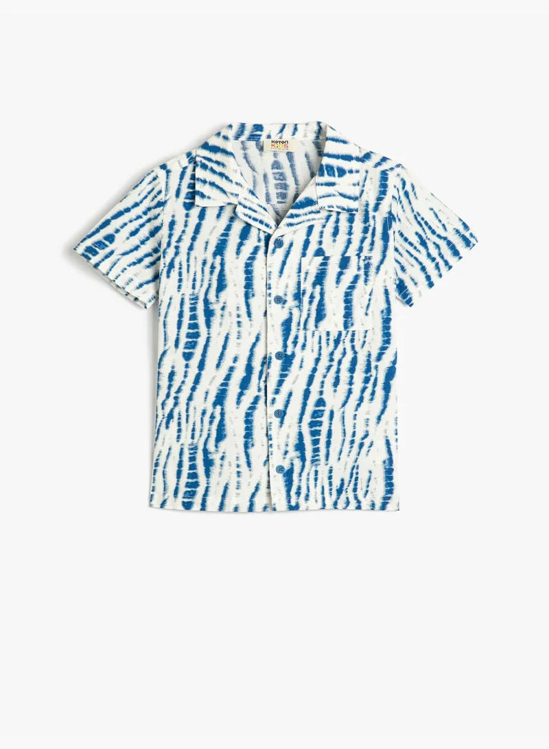 كوتون Shirt Short Sleeve Pocket Cotton Psychedelic Patterned