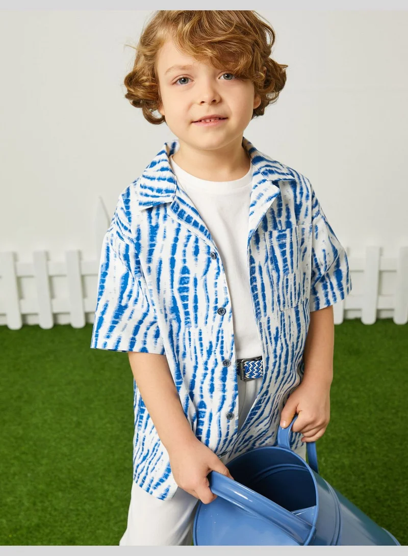 كوتون Shirt Short Sleeve Pocket Cotton Psychedelic Patterned