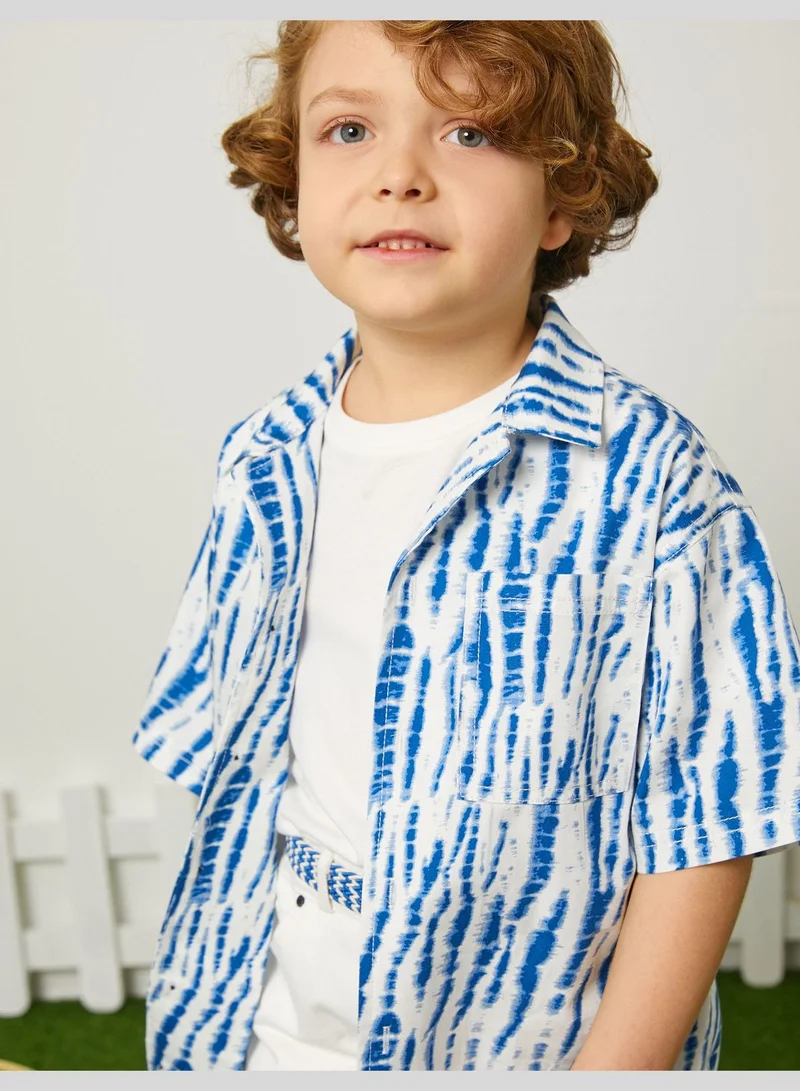 كوتون Shirt Short Sleeve Pocket Cotton Psychedelic Patterned