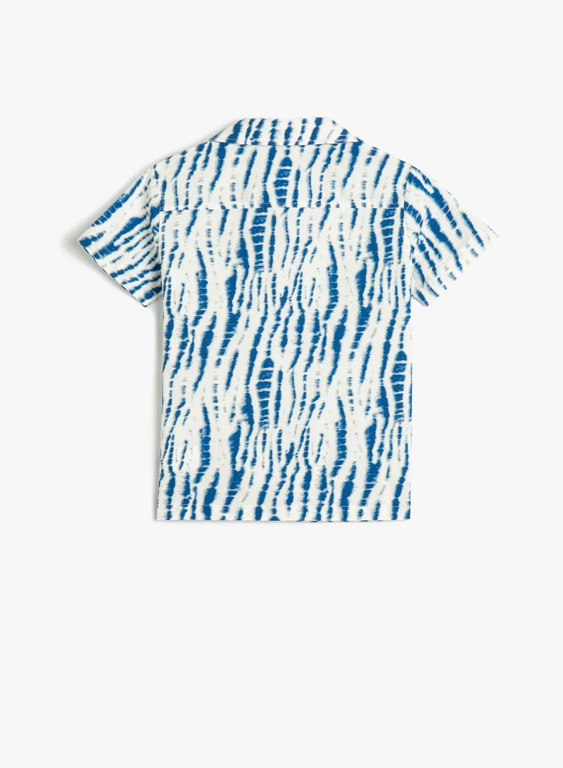 كوتون Shirt Short Sleeve Pocket Cotton Psychedelic Patterned