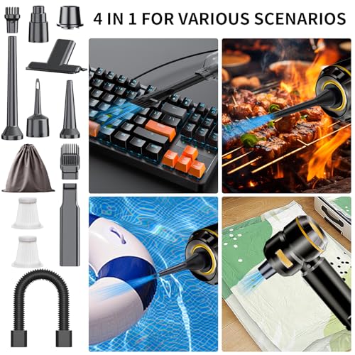 WINWEND Car Vacuum Cleaner High Power - 22000PA Portable Cars Vacuum 4 in 1 Compressed Air Duster & Air Blower & Pump Hand Held Vacuum Cordless with Brushless Motor for Car Home Office Black - Image 5