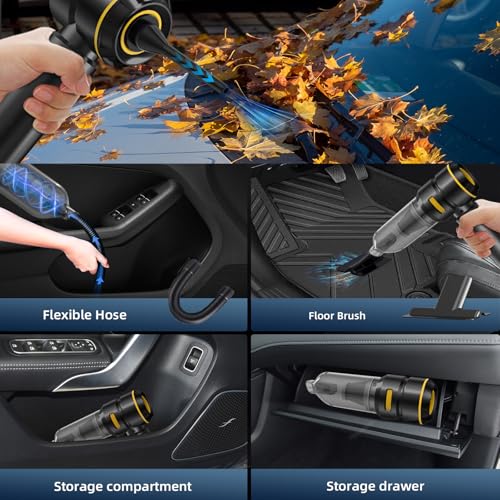 WINWEND Car Vacuum Cleaner High Power - 22000PA Portable Cars Vacuum 4 in 1 Compressed Air Duster & Air Blower & Pump Hand Held Vacuum Cordless with Brushless Motor for Car Home Office Black - Image 4