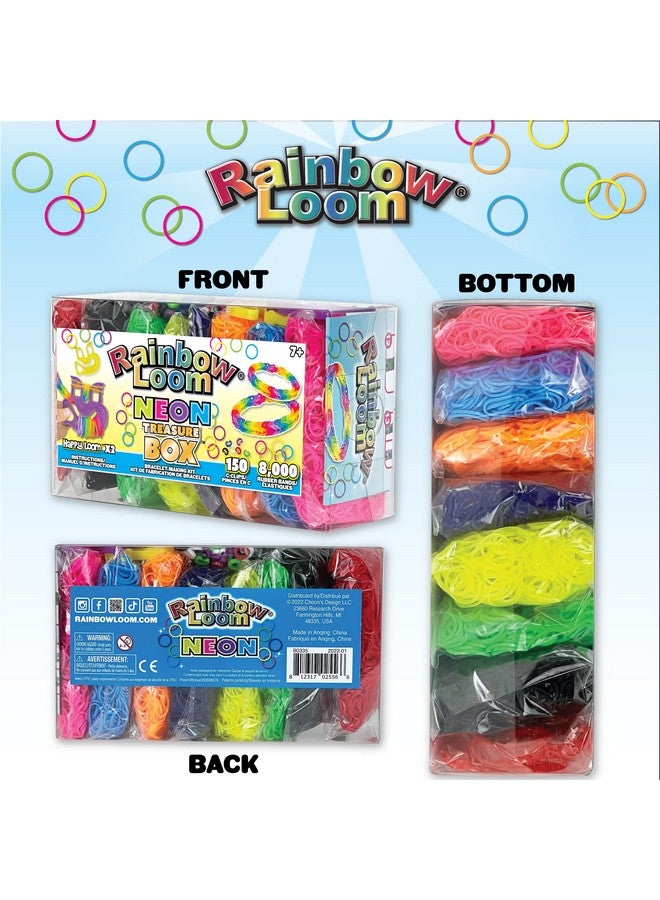 Rainbow Loom Rainbow Loom® Treasure Box NEON Edition, 8,000 Rubber Bands in 8 Different Neon Colors, and a BONUS of 2 Happy Looms, Great Activities for Boys and Girls 7+  - Image 2