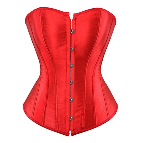 Kranchungel Corset Tops for Women: Plus Size Renaissance Corset - Lace up Bustier Overbust Halloween Costumes for Renaissance Festival Photo Shoots Large Red - Image 1