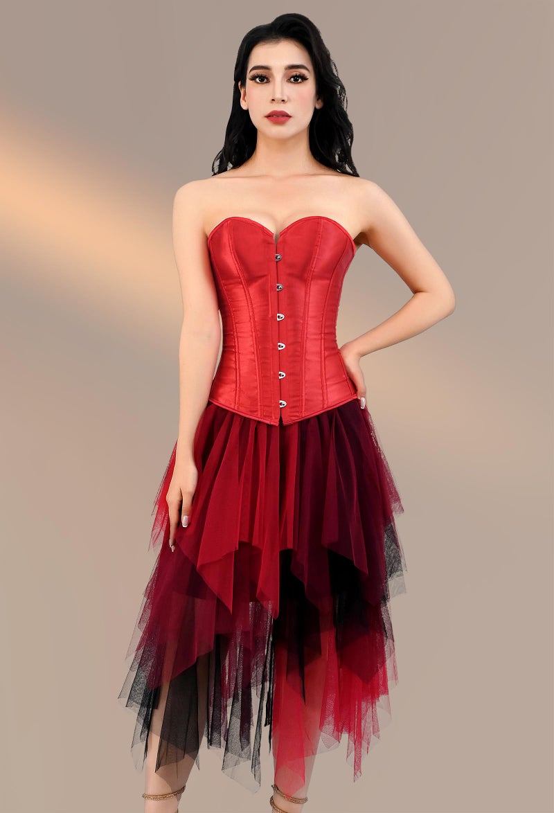Kranchungel Corset Tops for Women: Plus Size Renaissance Corset - Lace up Bustier Overbust Halloween Costumes for Renaissance Festival Photo Shoots Large Red - Image 5
