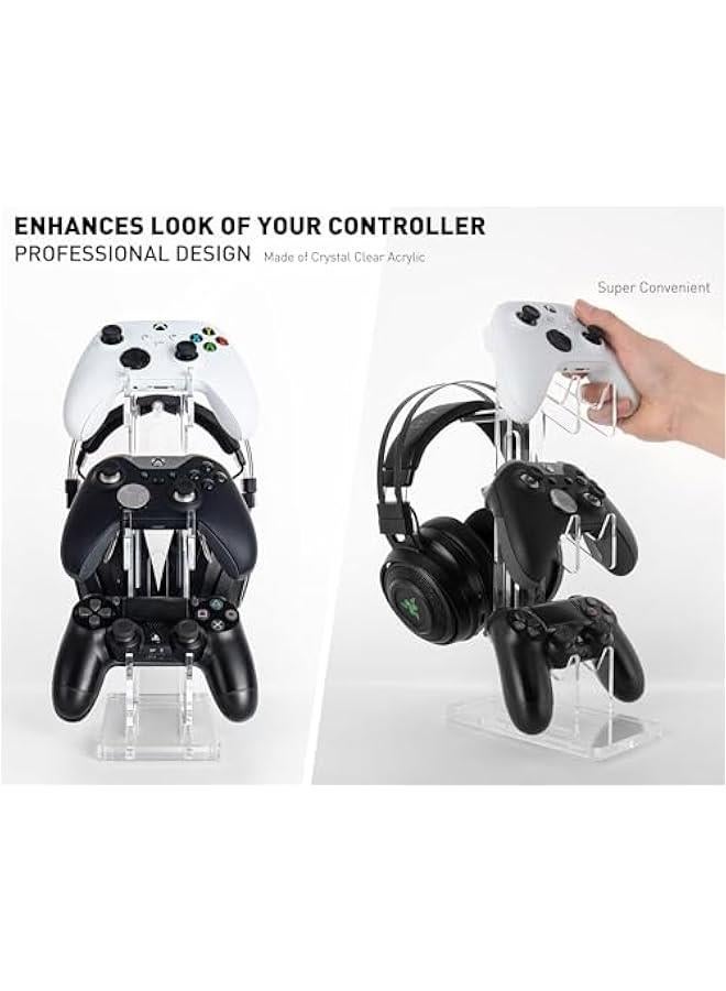 HOOKOR Universal 3 Tier Controller Holder and Headset Stand for PS4 PS5 Xbox ONE Switch, Controller Stand Gaming Accessories, Build Your Game Fortresses (Clear) - Image 3
