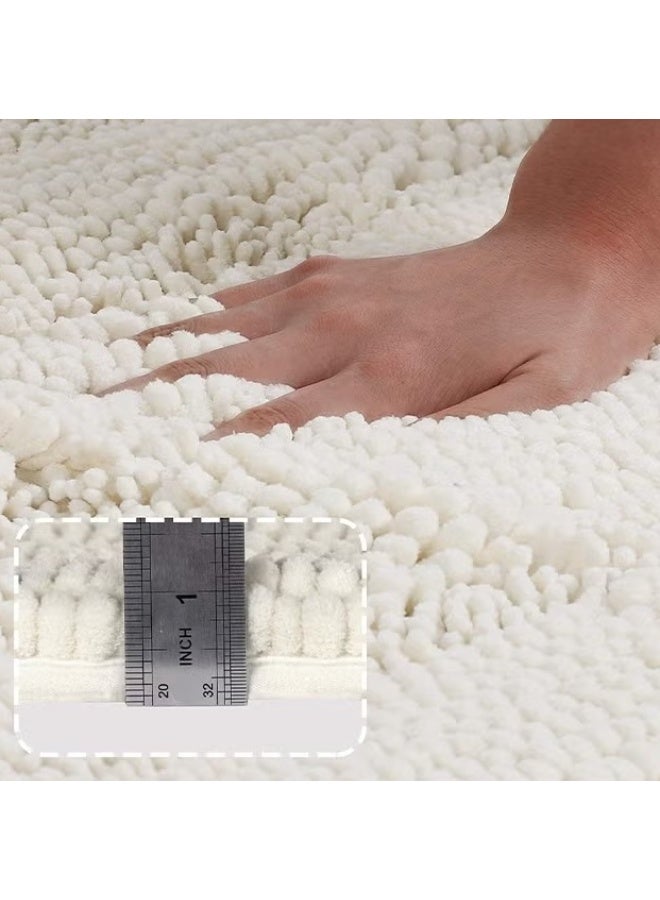 EETU Chenille Bathroom Rugs,43x120cm Non Slip Super Thick Soft Striped Bathroom Carpet Fast Drying Mat,Washable Super Absorbent Plush Bathroom Rug For Indoor, Bath Room, Machine Washable,Cream - Image 4