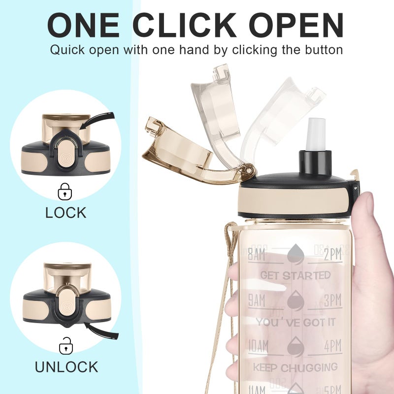 Enerbone Water Bottle, Leakproof BPA & Toxic Free, Motivational Water Bottle with Times to Drink and Straw, Fitness Sports Water Bottle with Strap for Office, Gym, Outdoor Sports - Image 4