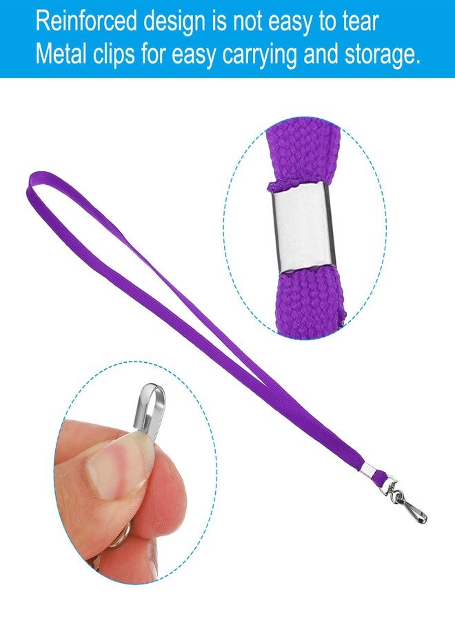 PATIKIL 17.7" Badge Lanyards, 10 Pack Neck Strap Flat Strap Lanyard with Swivel J Hook Clip for ID Badge Card Holder Name Tag Keychain, Purple - Image 3