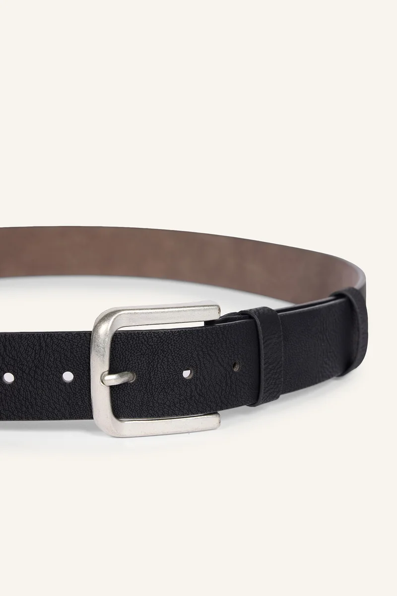 Defacto Man Rectangular Metal Buckle Faux Leather Casual Belt