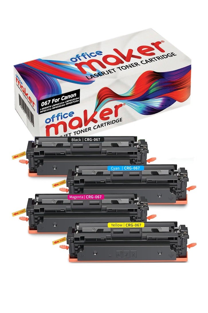 أوفيس ميكر 067 Compatible Toner Cartridge Replacement for Canon 067 067H i SENSYS MF655CDW MF657CDW LBP631CW LBP633CDW MF651CW Printer Black Cyan Yellow Magenta, 4 Pack  - Image 1