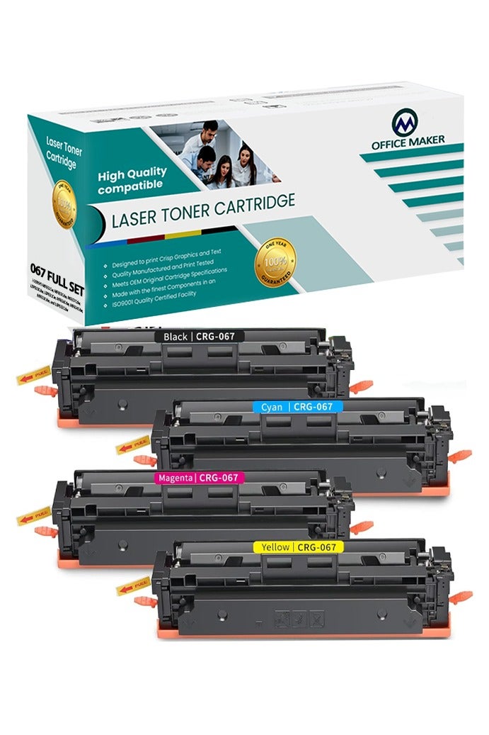 أوفيس ميكر 067 Compatible Toner Cartridge Replacement for Canon 067 067H i SENSYS MF655CDW MF657CDW LBP631CW LBP633CDW MF651CW Printer Black Cyan Yellow Magenta, 4 Pack - Image 1