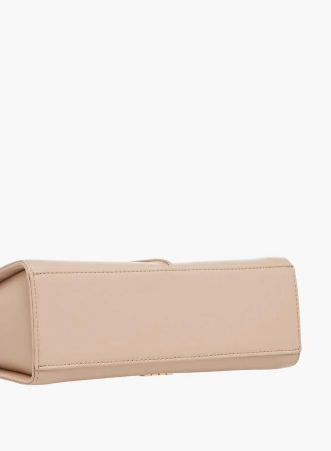 ELLE BEIGE Logo Embossed Satchel Bag with Detachable Strap for Women | Best Price UAE