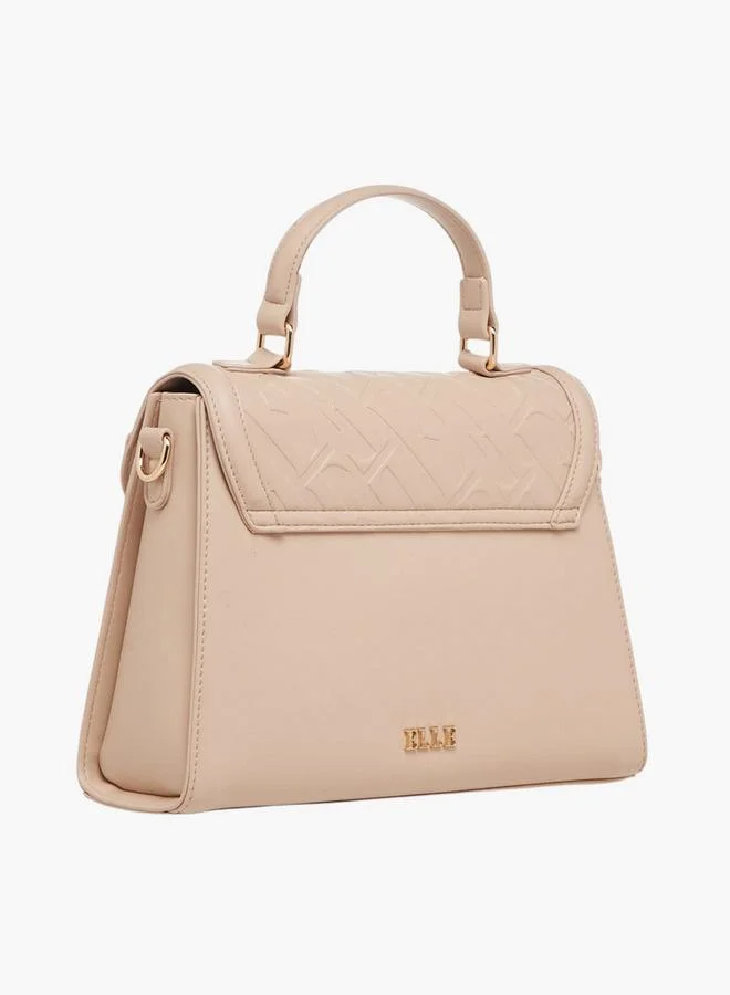 ELLE BEIGE Logo Embossed Satchel Bag with Detachable Strap for Women | Best Price UAE