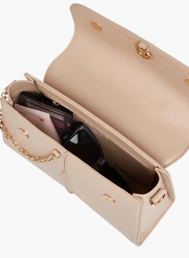 ELLE BEIGE Logo Embossed Satchel Bag with Detachable Strap for Women | Best Price UAE