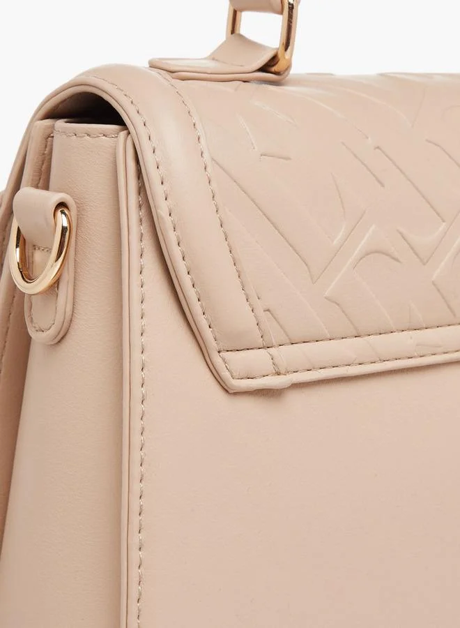ELLE BEIGE Logo Embossed Satchel Bag with Detachable Strap for Women | Best Price UAE