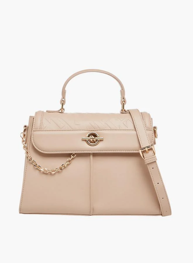 ايل Logo Embossed Satchel Bag with Detachable Strap