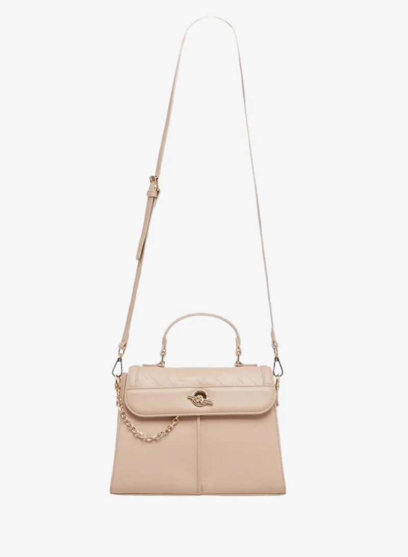 ايل Logo Embossed Satchel Bag with Detachable Strap