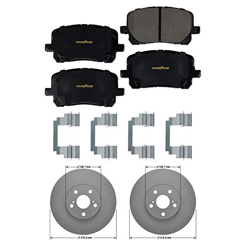 Goodyear Brakes PRK52725F | Front Premium Brake Kit with Pair (2) of AntiOx Coated Brake Rotors and Ceramic Brake Pads fits Pontiac Vibe 08-03; Toyota Corolla 08-03, Matrix 08-03 - Image 1