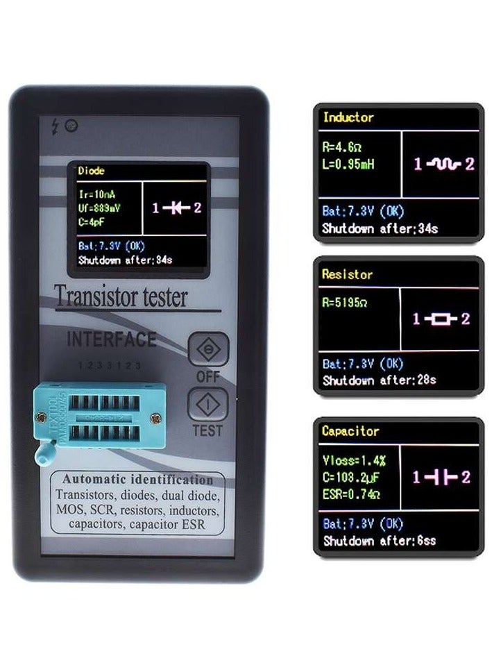 M328 - LCR portable component tester (black)  Diode Thyristor Capacitance Resistor Inductance MOSFET ESR LCR Meter - Image 1