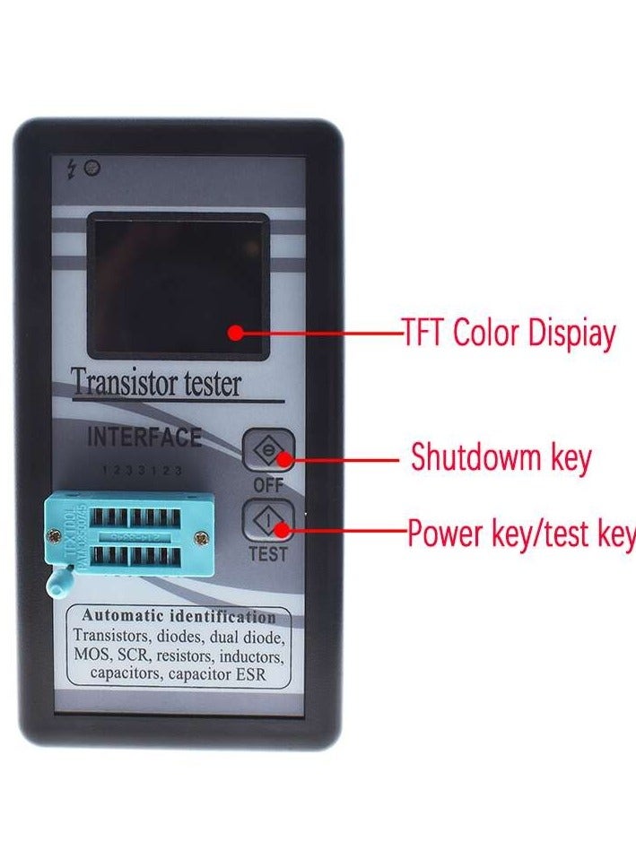 M328 - LCR portable component tester (black)  Diode Thyristor Capacitance Resistor Inductance MOSFET ESR LCR Meter - Image 4