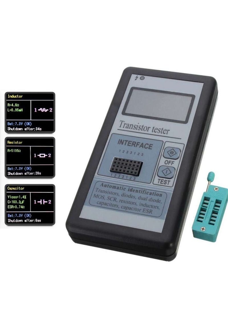 M328 - LCR portable component tester (black)  Diode Thyristor Capacitance Resistor Inductance MOSFET ESR LCR Meter - Image 5