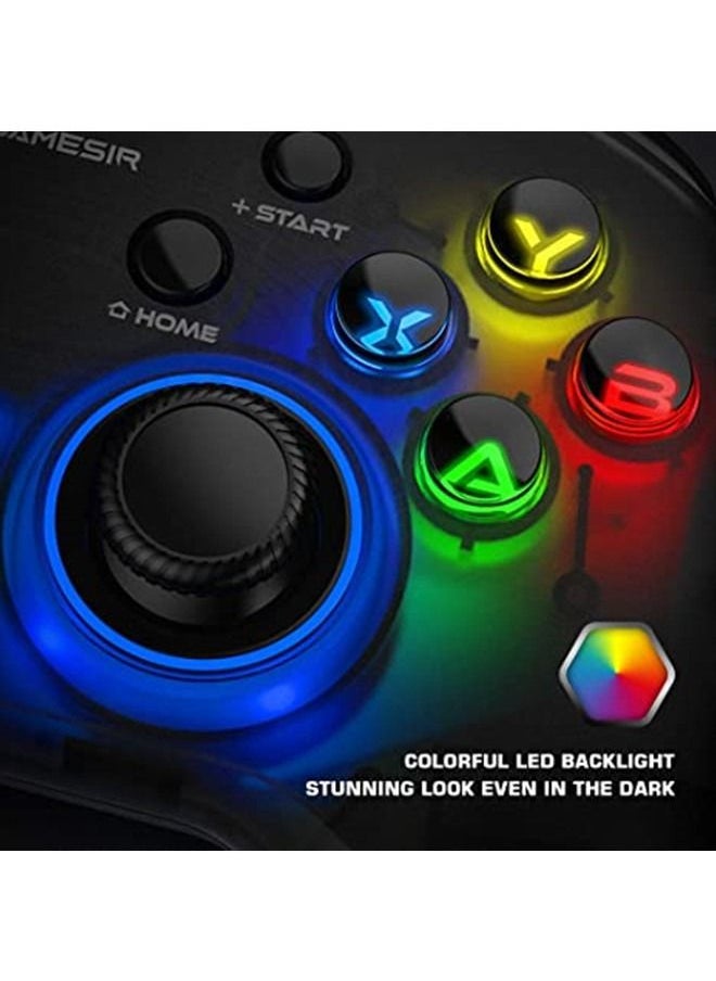 GameSir T4 Pro Wireless Game Controller for Windows 7 8 10 PC/iPhone/Android/Switch, Dual Shock USB Bluetooth Mobile Phone Gamepad Joystick for Apple Arcade MFi Games, Semi-Transparent LED Backlight