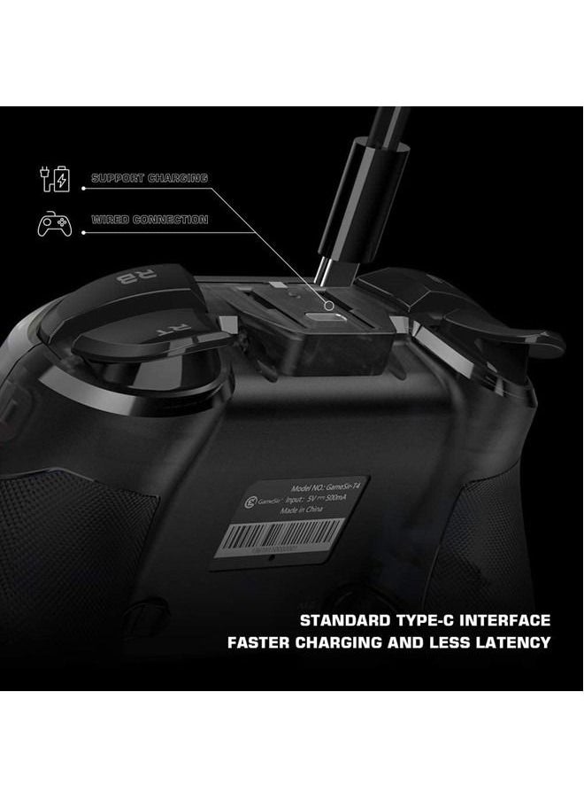 GameSir T4 Pro Wireless Game Controller for Windows 7 8 10 PC/iPhone/Android/Switch, Dual Shock USB Bluetooth Mobile Phone Gamepad Joystick for Apple Arcade MFi Games, Semi-Transparent LED Backlight