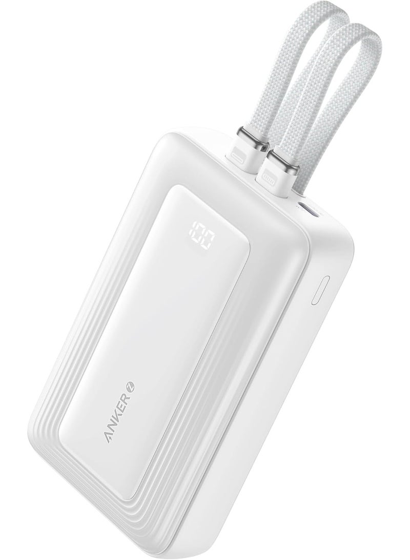 Anker Power Bank, 20,000mAh 30W Max Fast Portable Charger with Built-in USB-C and MFi Certified Lightning Cables, USB-C&A, Battery Pack for iPhone 17/16/15/14 Series, MacBook, Galaxy - Image 1