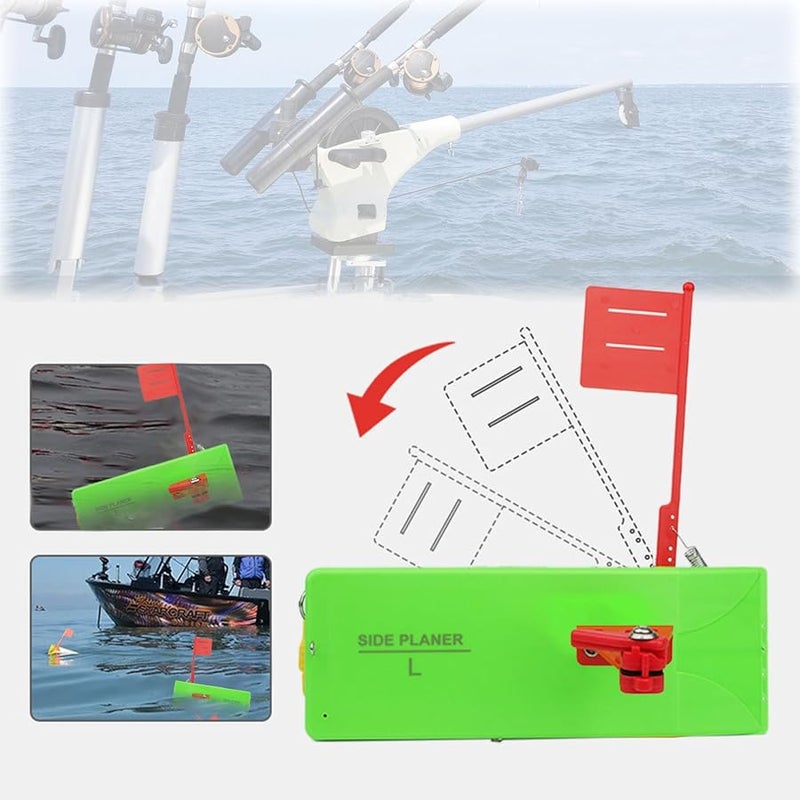 Green2 2pc Medium Inline Side Planer Boards Quick Grip Snap Release for Trolling Boat Fishing - Image 5