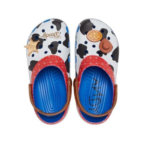 Crocs® Toy Story Classic Clogs – Perforated Shoes for Men and Women – EVA Outsole & Midsole – Water-Friendly Blue Jean/Woody Men's 7, Women's 9 Medium - Image 4