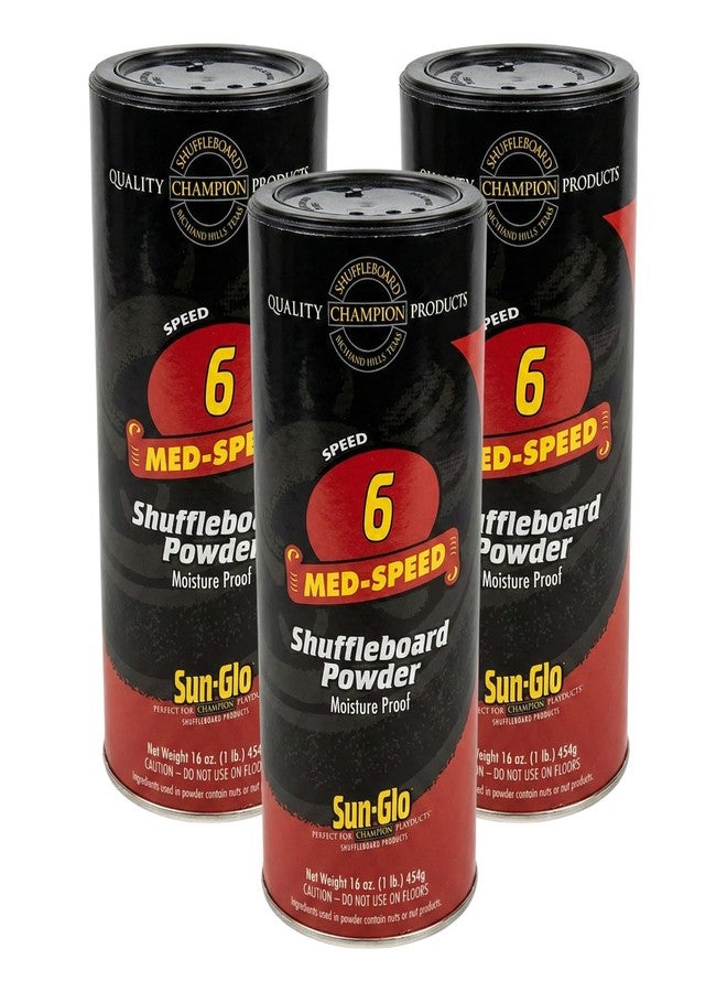 Sun-Glo Shuffleboard Powder Speed #6 (Medium Speed) – Slow Speed for Small Tables (9-12 Ft) & Beginners – 16 oz Shaker Can (3-Pack) - Image 1