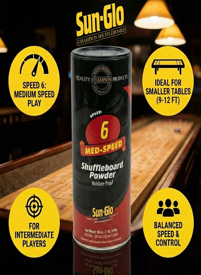 Sun-Glo Shuffleboard Powder Speed #6 (Medium Speed) – Slow Speed for Small Tables (9-12 Ft) & Beginners – 16 oz Shaker Can (3-Pack) - Image 2