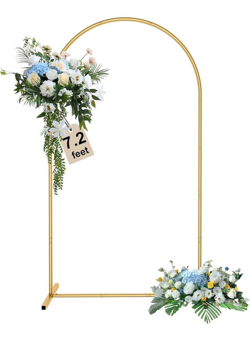 RATSAW 7.2 FT Metal Arch Backdrop Stand Gold Wedding Balloon Arched Backdrop Stand Arch Frame for Birthday Party Bridal Baby Shower Ceremony Decoration 2.2M × 1.2M Gold - Image 1