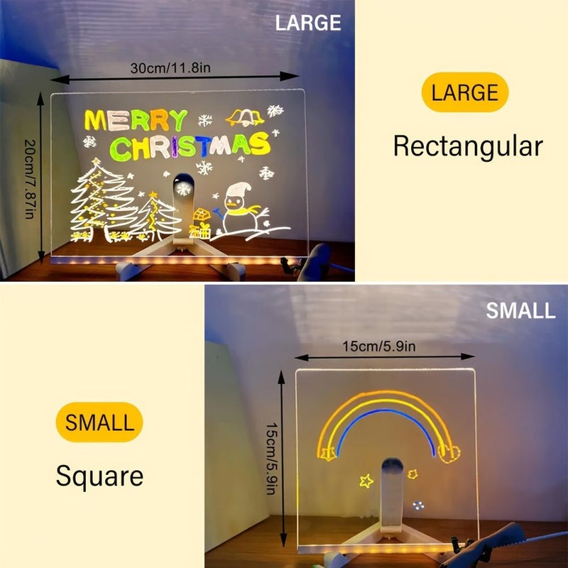 لوح أكريليك مضيء بإضاءة LED للكتابة والرسم قابل لإعادة الكتابة بقدرة USB مقاس 15x15 سم 5.9x5.9 بوصة مناسب للإبداع الفني الاحترافي وكمصباح ليلي وهدية عيد ميلاد ولافتات المواقع - Image 4