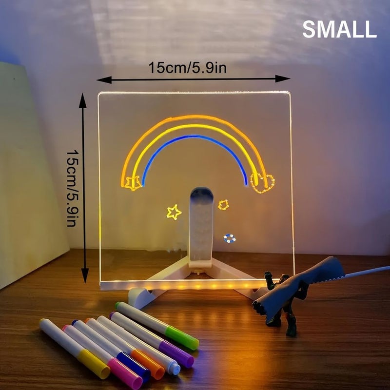 لوح أكريليك مضيء بإضاءة LED للكتابة والرسم قابل لإعادة الكتابة بقدرة USB مقاس 15x15 سم 5.9x5.9 بوصة مناسب للإبداع الفني الاحترافي وكمصباح ليلي وهدية عيد ميلاد ولافتات المواقع - Image 3