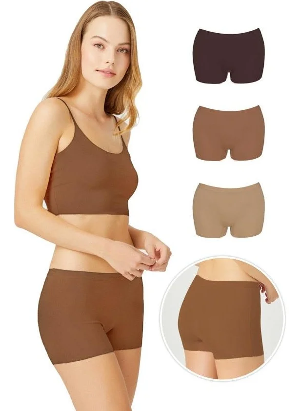 COTTONHILL Basic Laser Cut Seamless Women's Boxer Panties 3 Pack - 2