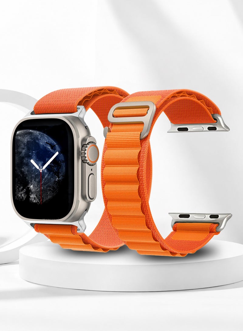 حزام بديل لساعات آبل 49mm 46mm 45mm 44mm - حزام ألباين للنساء والرجال - قابل للتعديل مع حزام معدني G-Hook لساعات آبل الترا سلسلة SE 8/7/6/5/4/3/2/1 - برتقالي - Image 1