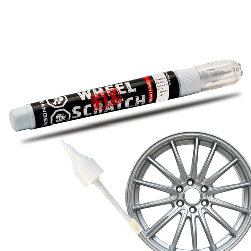 Wheel Scratch Fix Silver Rim Touch Up Paint, Car Wheel Scratch Repair, Wheel Touch Up Paint Pen, curb rash repair, curb rim repair, Rim Alloy Silver Wheel Paint (Light Silver Pen Only) - Image 1