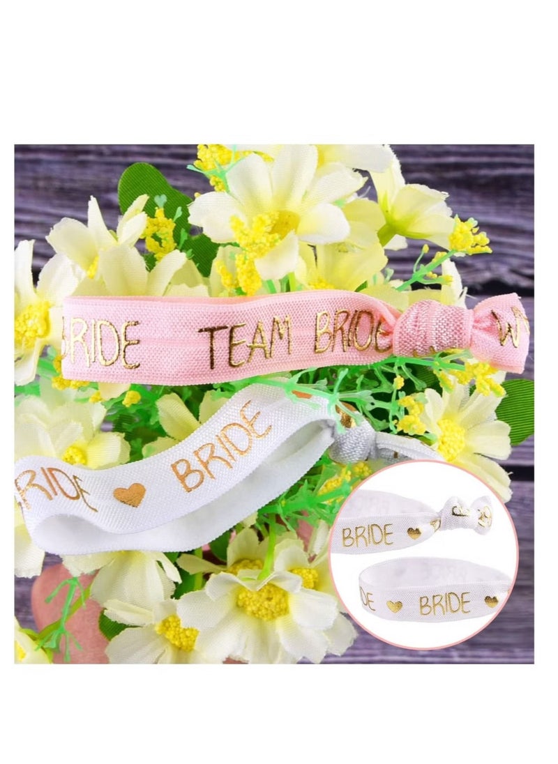 Beauenty Hen Party Wristbands Set, 1 White Bride Wristband +10pcs Pink Team Bride Wristband, with Rose Gold Lettering, for Bachelorette Party, Wedding Bridal Shower Decorations, Bridal Shower  - Image 5