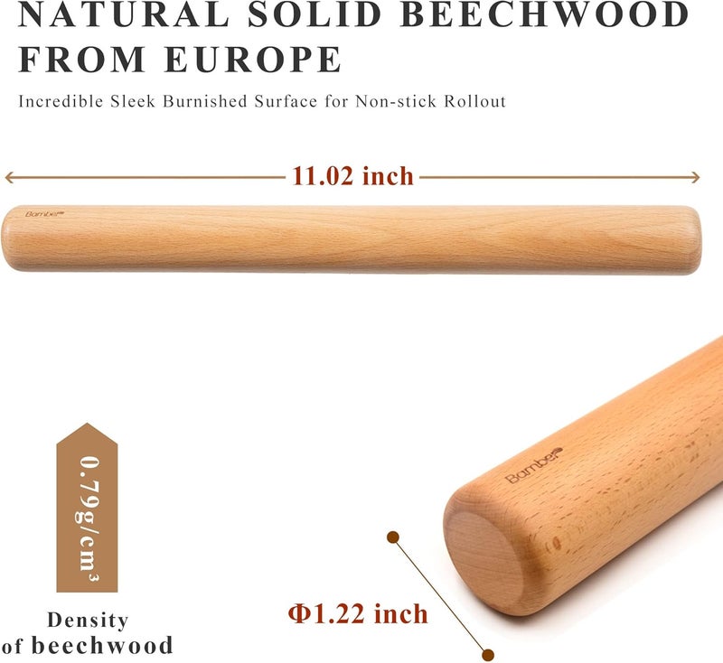 Bamber Wood Rolling Pin, 11 Inch by 1-1/5 Inch - Image 2