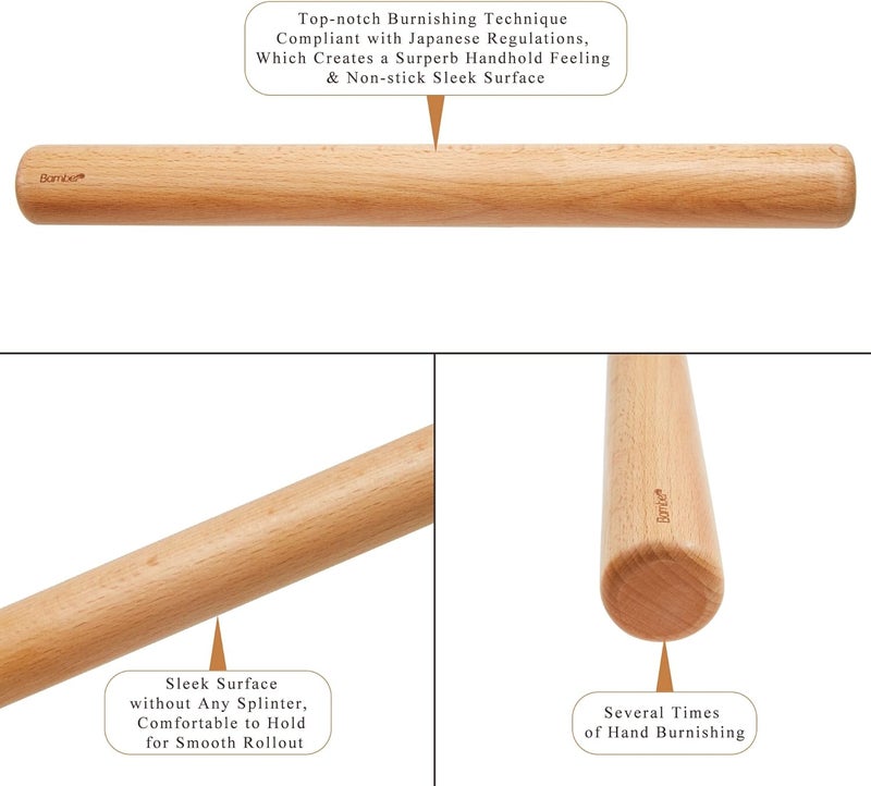Bamber Wood Rolling Pin, 11 Inch by 1-1/5 Inch - Image 3